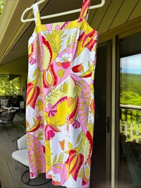 Tori Richard Pastel Floral Dress in Pink, Yellow & White
